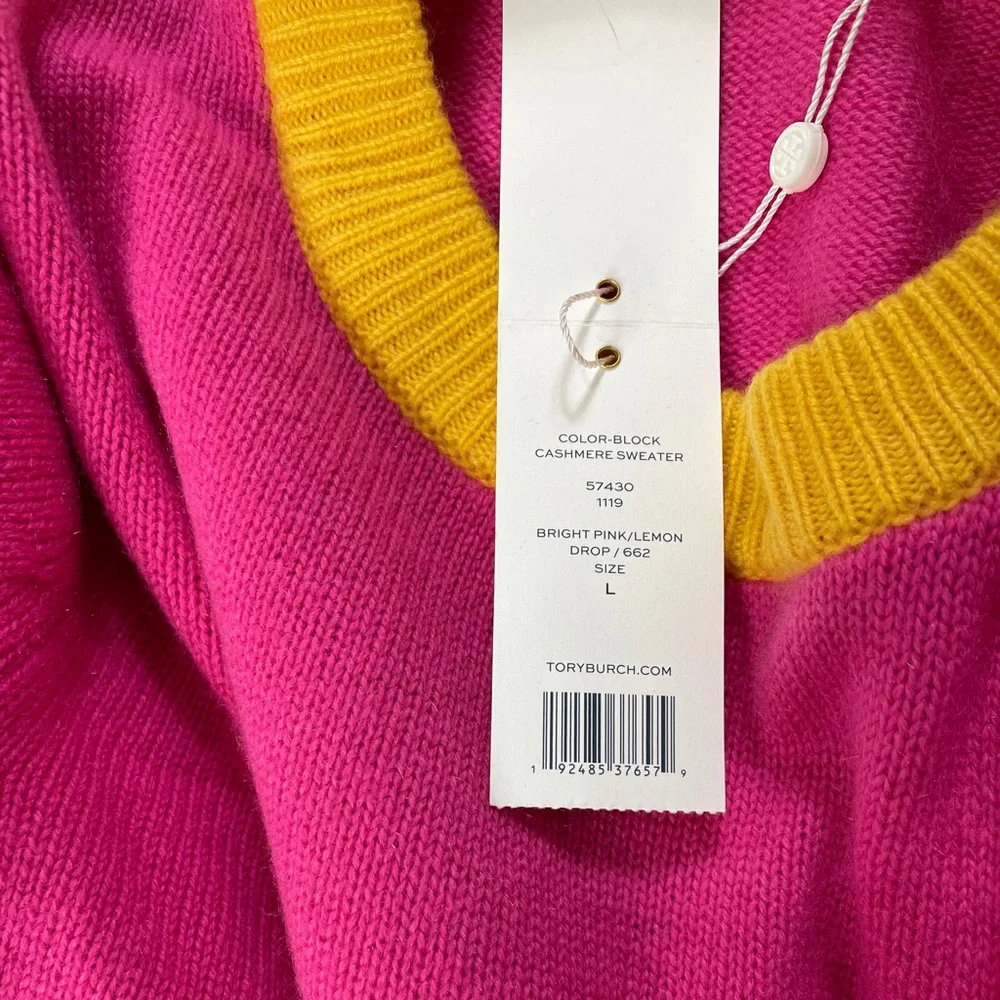 NWT Tory Burch Cashmere Color-block Sweater Pullover